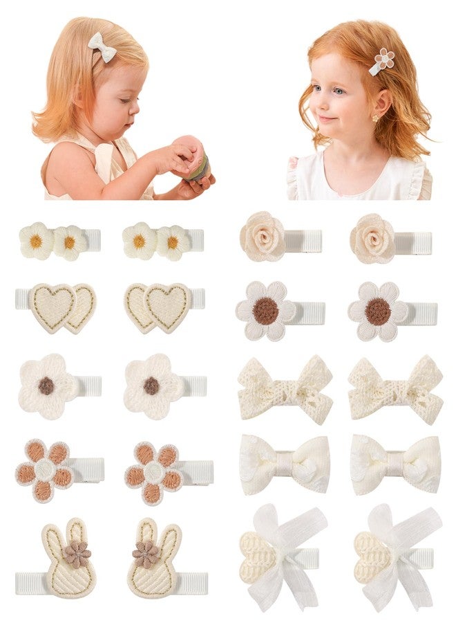 Jollybows 20Pcs Baby Bow Clips Toddler Hair Clips Baby Girl Hair Clips Fully Covered Barrettes Bows, Hearts, Flowers, Bunnies Clips for Hair Accessories for Babies and Kids - Image 1